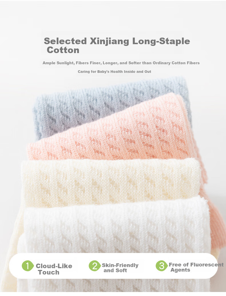 Five Cotton Children's Socks Summer Thin Mesh Socks Infant Baby Over-the-Knee Anti-Mosquito Socks 5