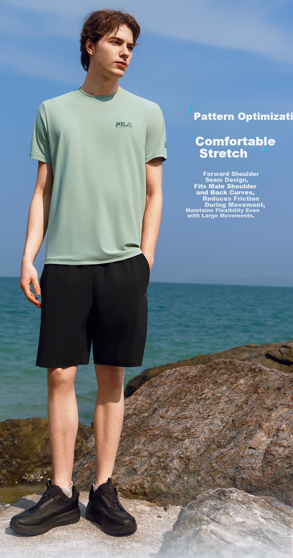 FILA Official Men's Short Sleeve T-Shirt 2026 Summer Cooling Breathable Round Neck Sun Protection Sports Top 3