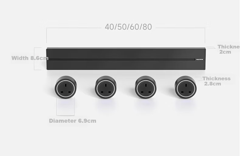 AUX British Standard Track Socket Portable International Multi-Functional Power Strip UK 13A Surface Mounted Hong Kong Style 50CM + 3 Adapters Black 16