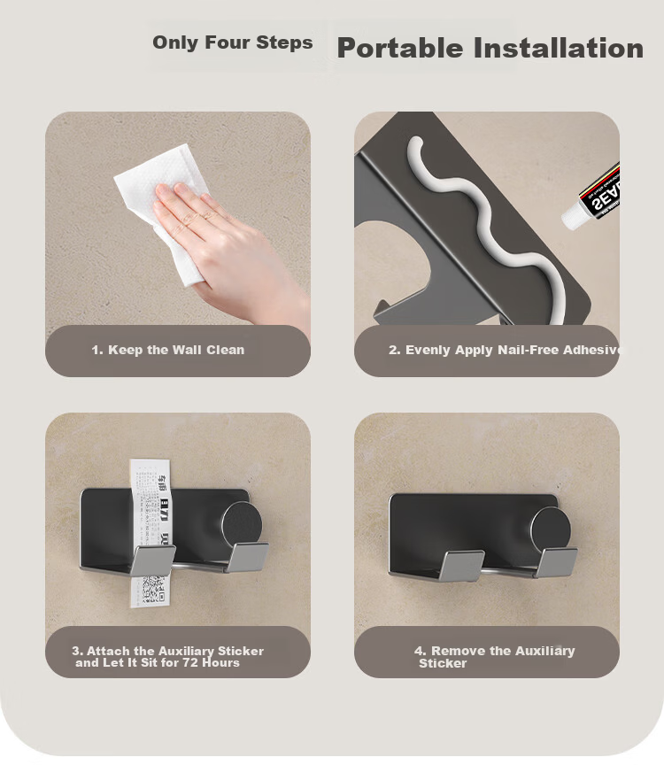 Jiabangshou Hair Dryer Holder No-Drill Bathroom Wall Storage Rack Hairdryer Storage Stand 10