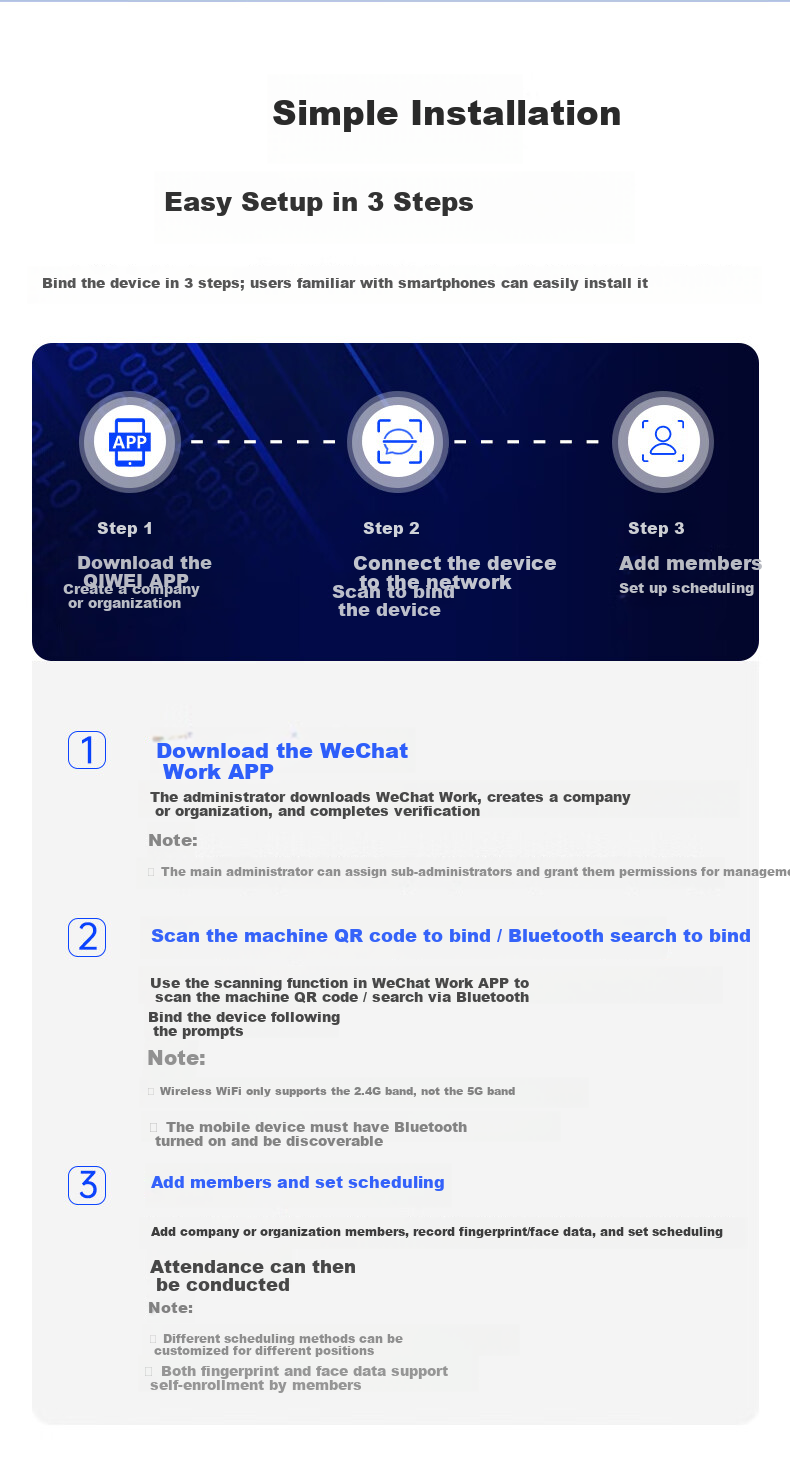Enterprise WeChat Facial Recognition Smart Cloud Attendance Machine Office Employee Check-in Real Voice Contactless Punch Machine Multi-store Management Real-time Monitoring Automatic Reports 6