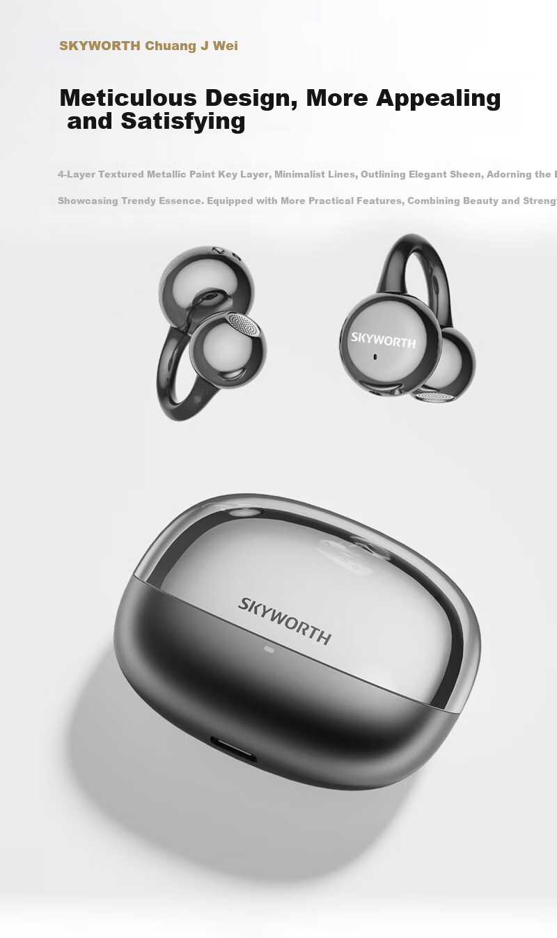 Skyworth S6 Sky Clip Aurora Black AI Version Bluetooth Clip-On Bone Conduction Open-Ear Wireless Sports Earphones New Year Gift 12