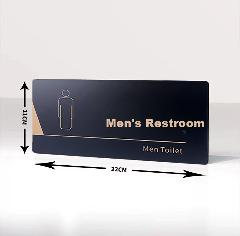 Yiju Changning New Acrylic Black Gold Bathroom Sign Male Restroom 22*11cm 3