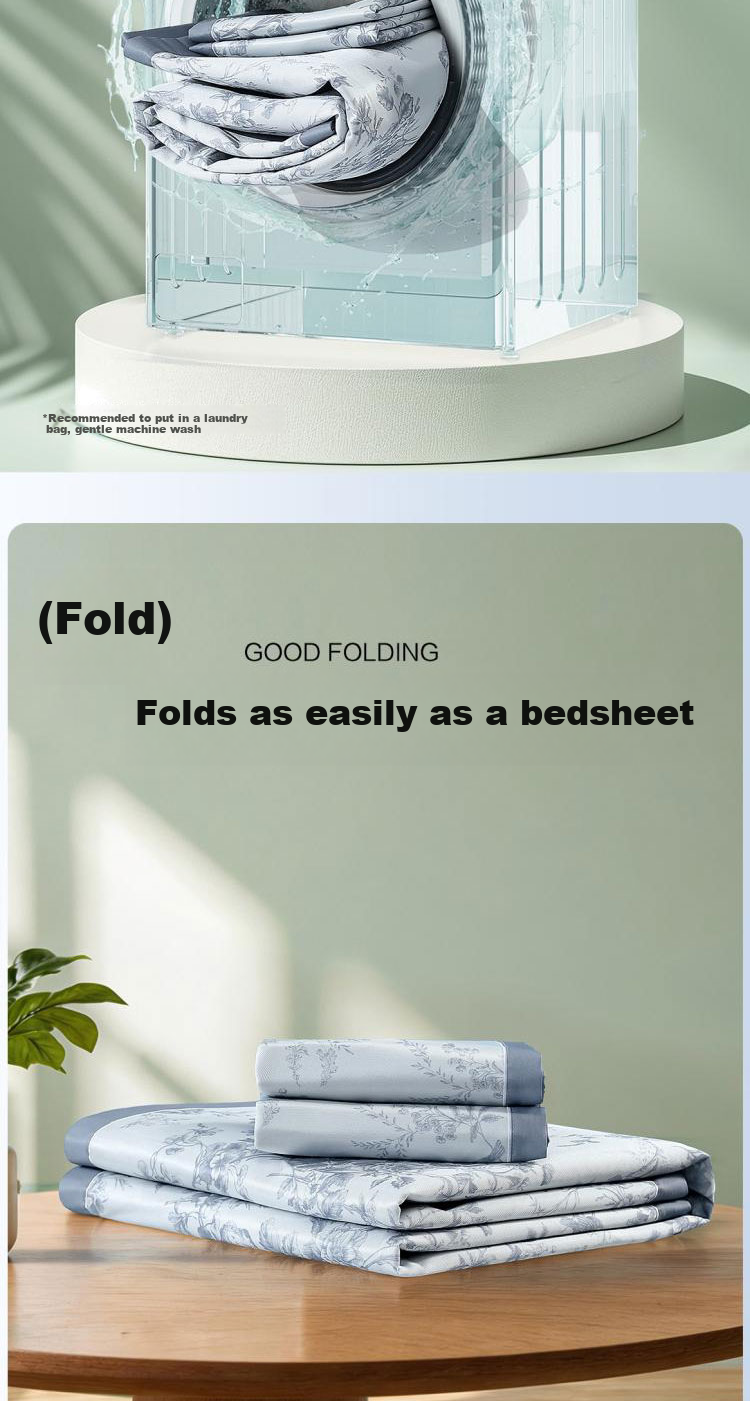 Mercury Home Textiles Ice Silk Cooling Mat Class A Antibacterial 1000D Air Conditioning Mat Machine Washable Deep Sleep Cooling Foldable 180cm×200cm 10