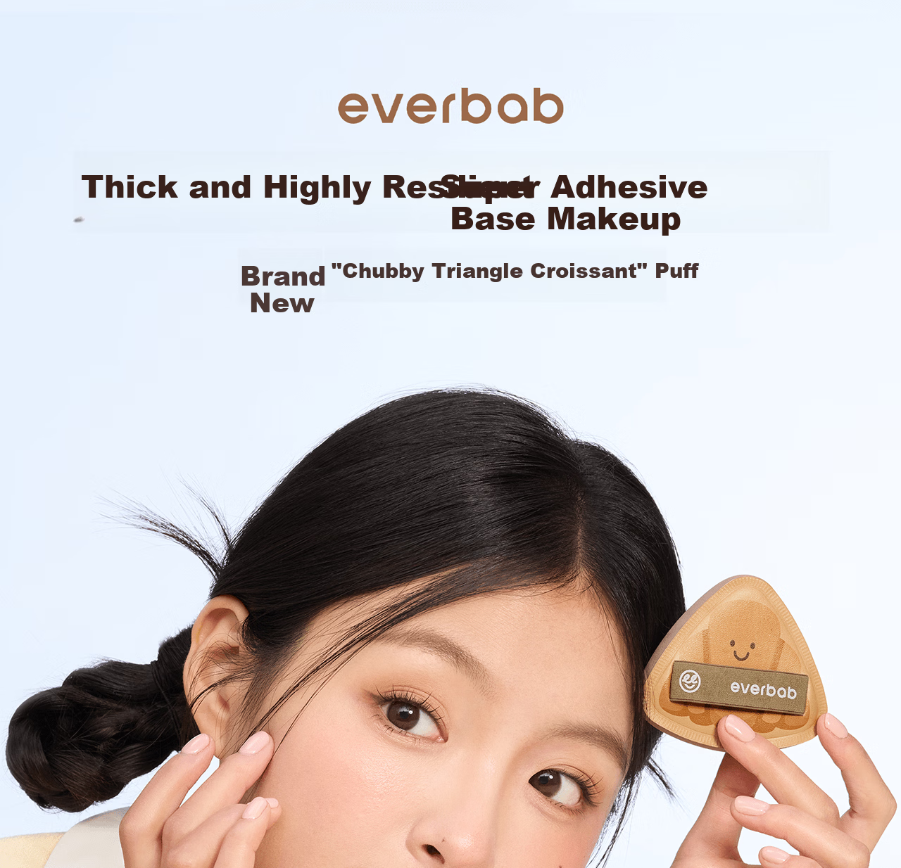 Everbab Aibella Raw Chocolate Croissant Cushion Puff XL Size 4 Pieces Makeup Sponge Dual Use Wet and Dry 1