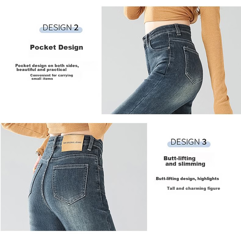 Jeanswest Women's Summer Trendy Straight-Leg Stretch Slim Fit Blue-Grey Cigarette Pants 2XL 7