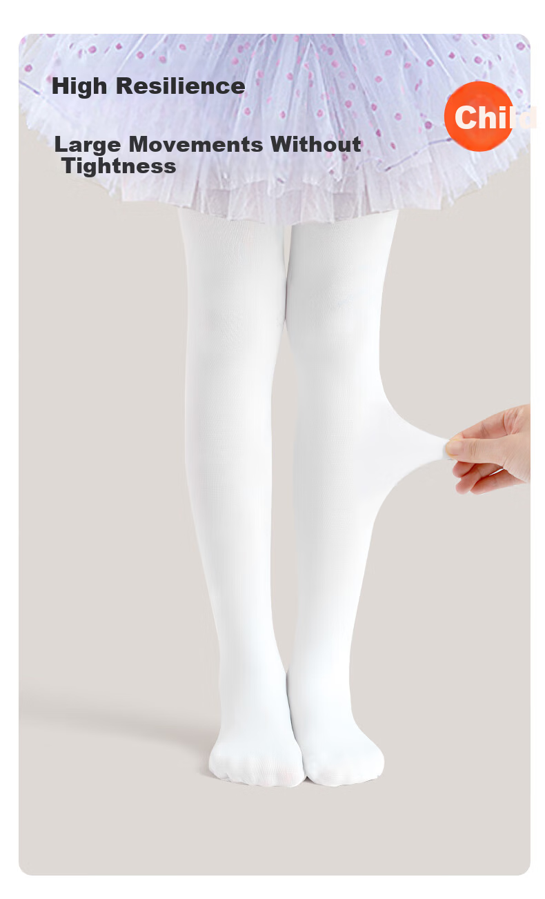 Zhiyouban Girls' Dance Tights, Children's Pantyhose, Thin Spring/autumn/summer Style, Base Layer Socks for Practice And Dancing, White Stockings, Leggings 4