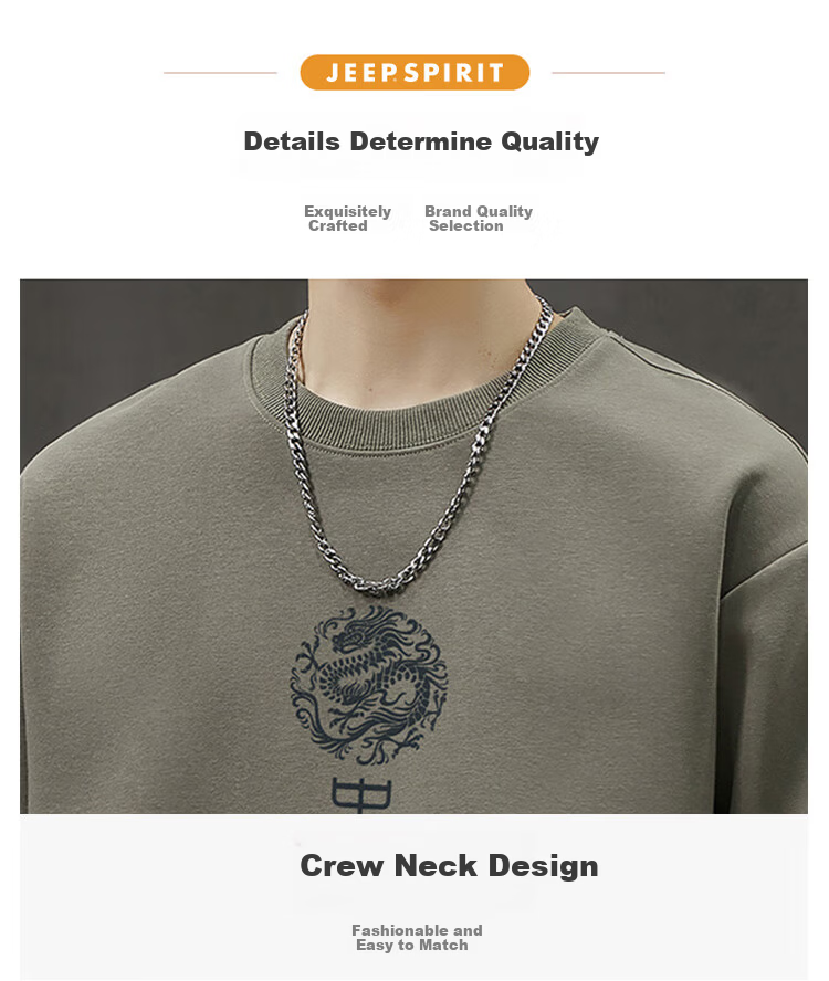 JEEP SPIRIT Men's Spring and Autumn Hoodie Casual Loose Long Sleeve T-Shirt 2