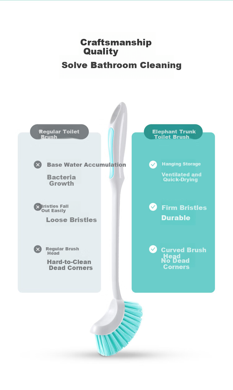 Meiliya Toilet Brush with Long Handle, Soft Bristles, Wall-Mountable, No Dead Angle Cleaning, Bathroom Squat Toilet Cleaner 3