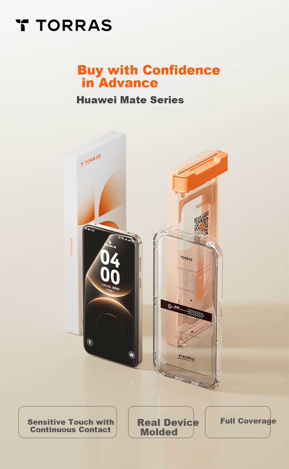 Torras Titan Screen Protector [Drop Protection Preferred] for Huawei Mate80/80Pro Tempered Glass Film, HD Dust-Free Anti-Drop Anti-Fingerprint Phone Screen Protector 1