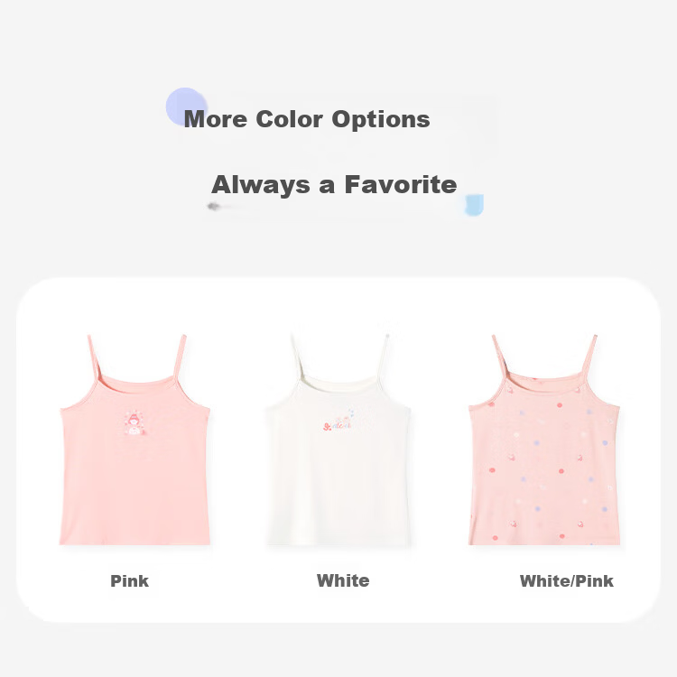 Jiusuiban Kids Girls' Spring Summer Plant Fiber Cartoon Thin Strap Tank Top Underwear Shirt Big Kids School Uniform Base Layer 7