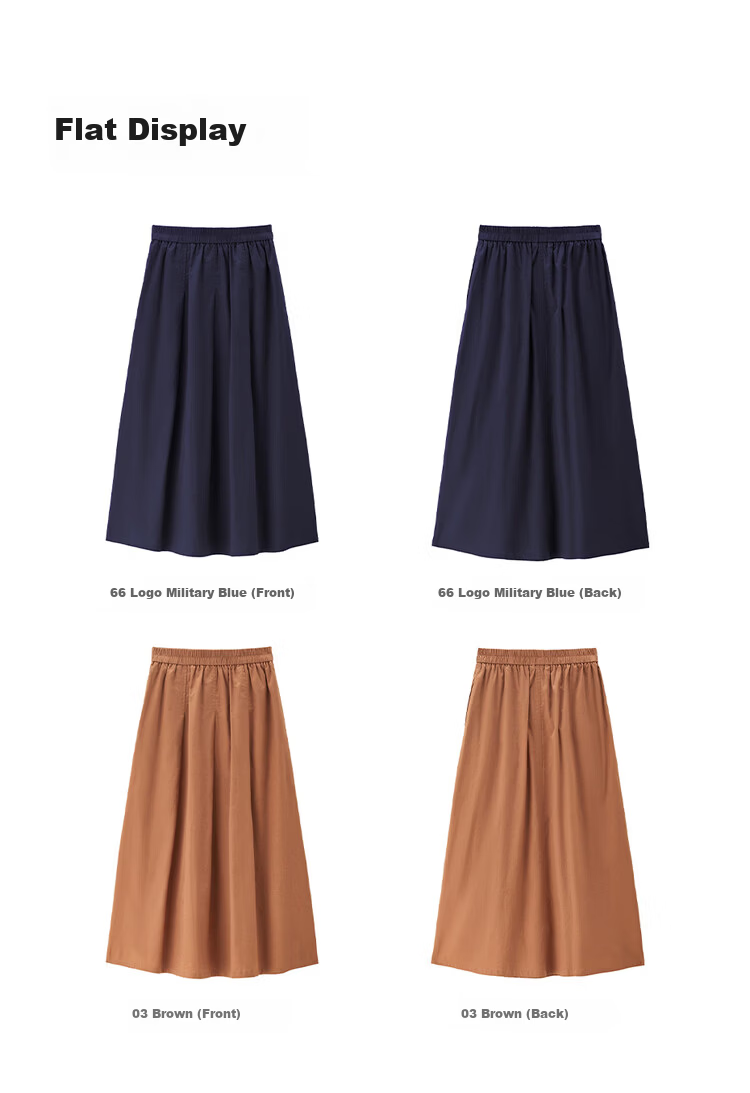 Giordano Women's Linen Skirt 2026 Spring New Cotton Linen Pleated Elastic Waist A-Line Midi Skirt 13466356 17