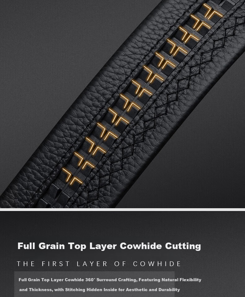 Calermkeens Patented Automatic Buckle Men's Leather Belt Business Casual High-Grade Cowhide Waist Belt Father's Day Gift 6
