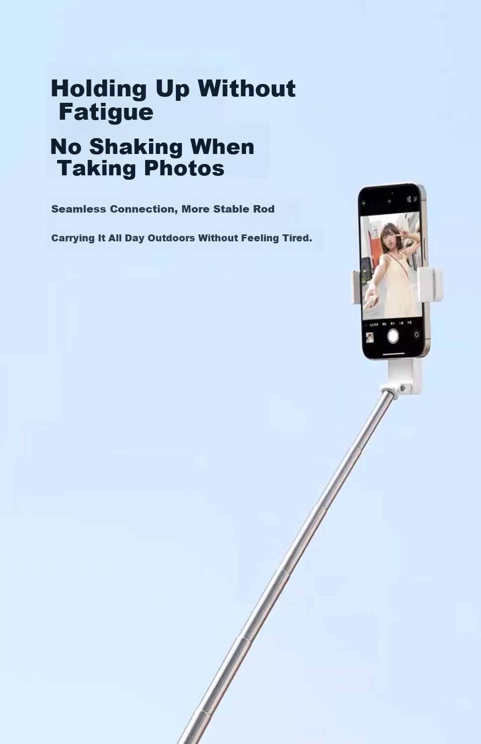 Lingchen Ultra Mini Selfie Stick Live Streaming Phone Stand Floor Mount 360-Degree Rotation Fully Automatic Multifunctional Live Shooting Handheld Anti-Shake Travel Photo Handle Compact Portable 19