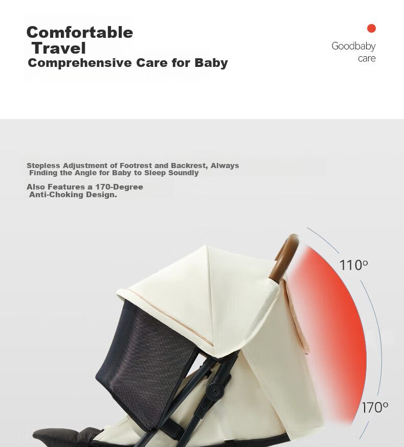 Gb Xiaoqingshu Baby Stroller, Suitable for Ages 0-3, Can Sit And Lie Down, Lightweight And Foldable, Gray Color 12