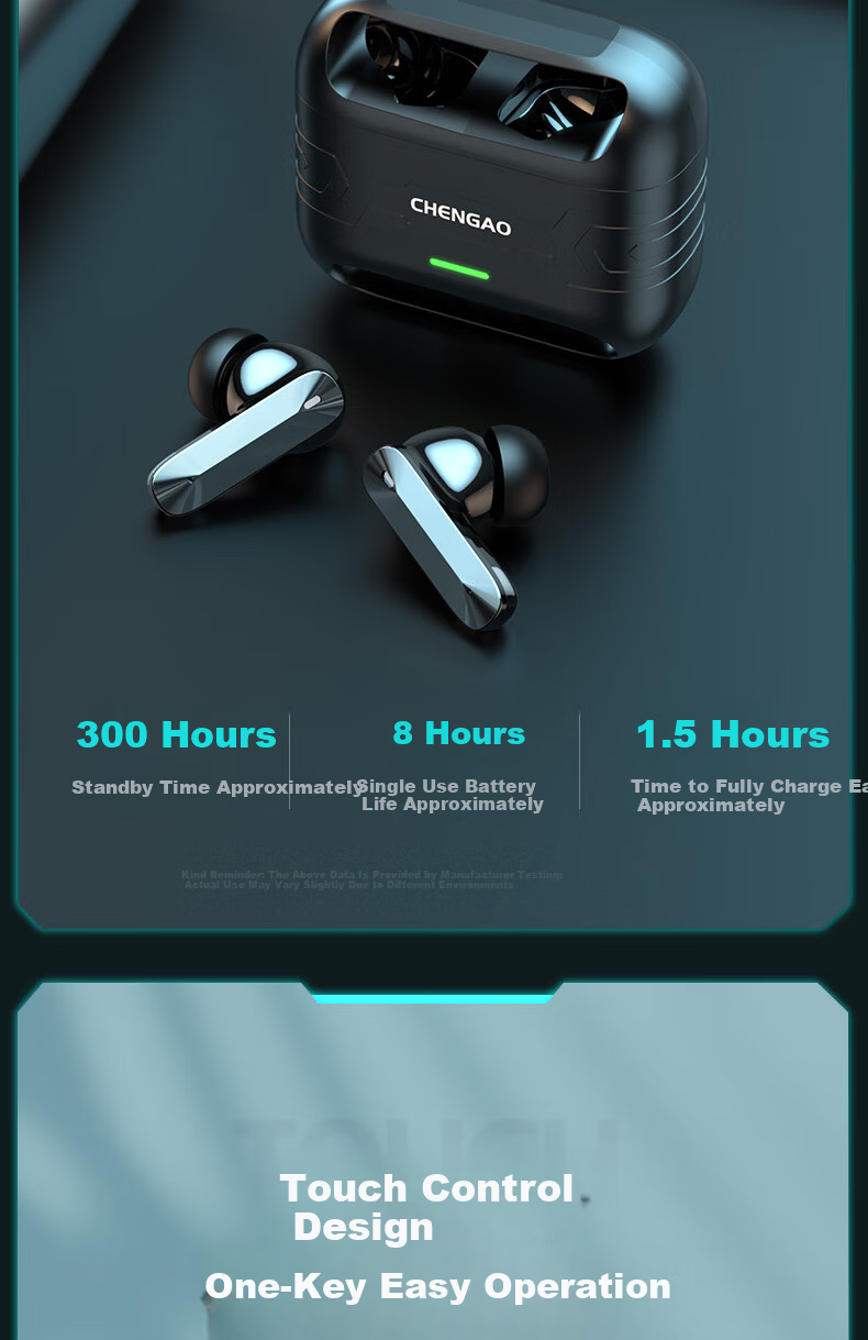 Chengao [ANC Noise Cancelling] Wireless Bluetooth Earbuds 2025 New In-Ear Dual Ear High-Definition Sound Quality Gaming Earphones for PUBG Positional Audio Long Battery Life Universal for Mobile T30 11