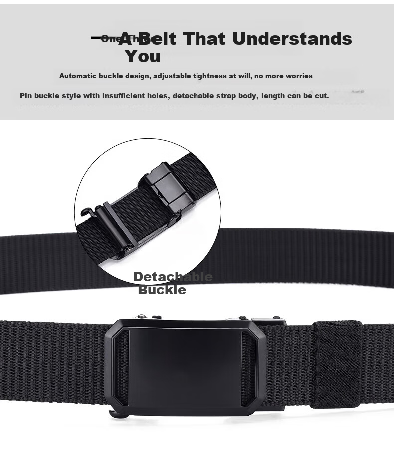 HOCR Men's Canvas Woven Casual Belt Automatic Buckle Student Military Training Nylon Jeans Belt 6