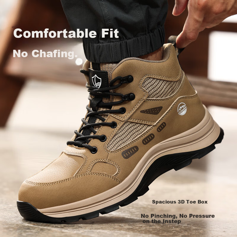 BlueOwl Shield Men's Summer Breathable Anti-Slip Waterproof Steel Toe Anti-Puncture Safety Work Shoes D291BN Size 40