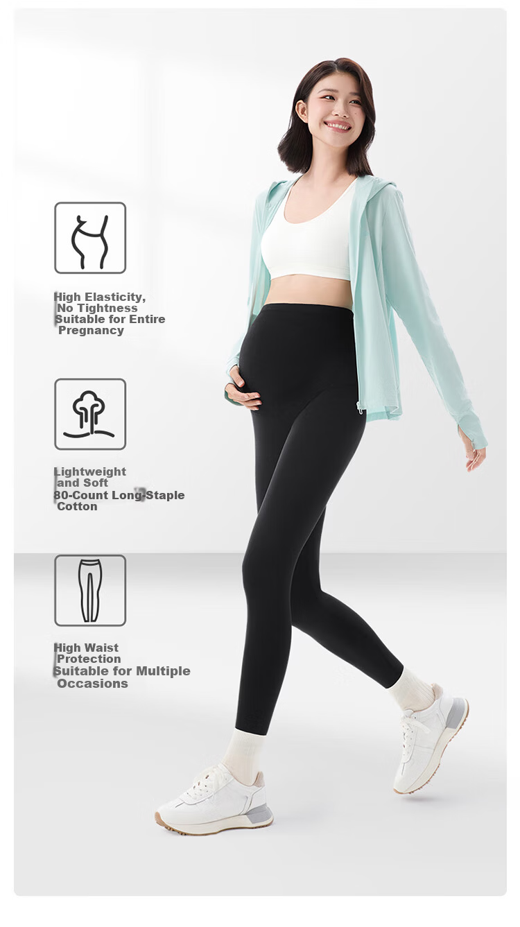PurCotton Maternity Autumn Winter Seamless Stretch High Waist Supportive Shark Pants Black 175 3