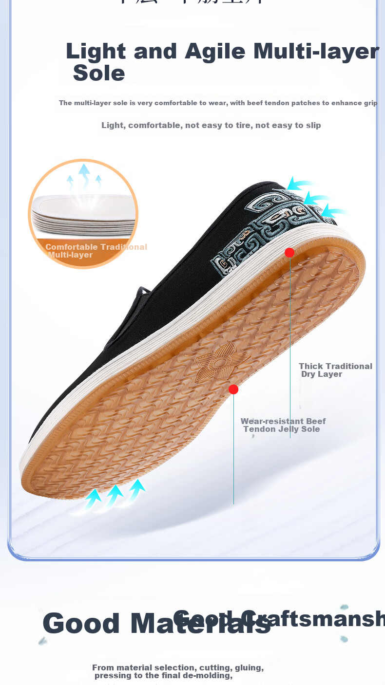 BUSHEYUAN Casual National Trend Chi Dragon Embroidered Youth Slip-On Mugwort Old Beijing Cloth Shoes Men 411-2012 Black 38 3
