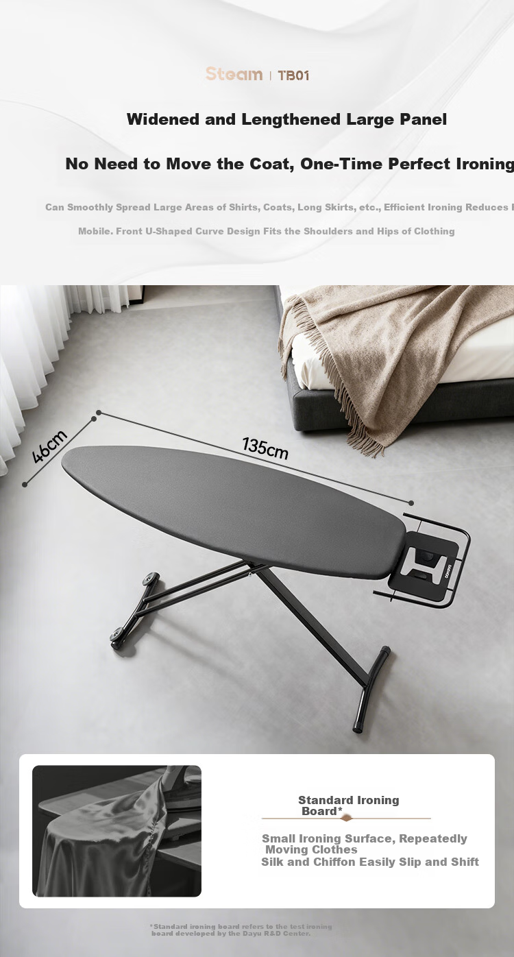 DAEWOO Folding Ironing Board Home Use Vertical Ironing Table Ergonomic Design Adjustable Height Ironing Board TB01 Deep Space Gray 7
