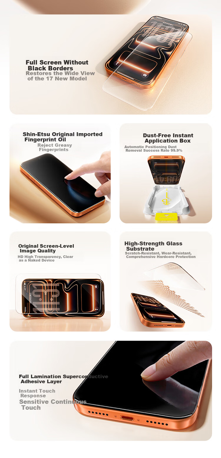 Baseus Borderless Screen Protector for iPhone 17 Pro Max Tempered Glass Film Anti-Fingerprint Drop Protection 2-Pack 2