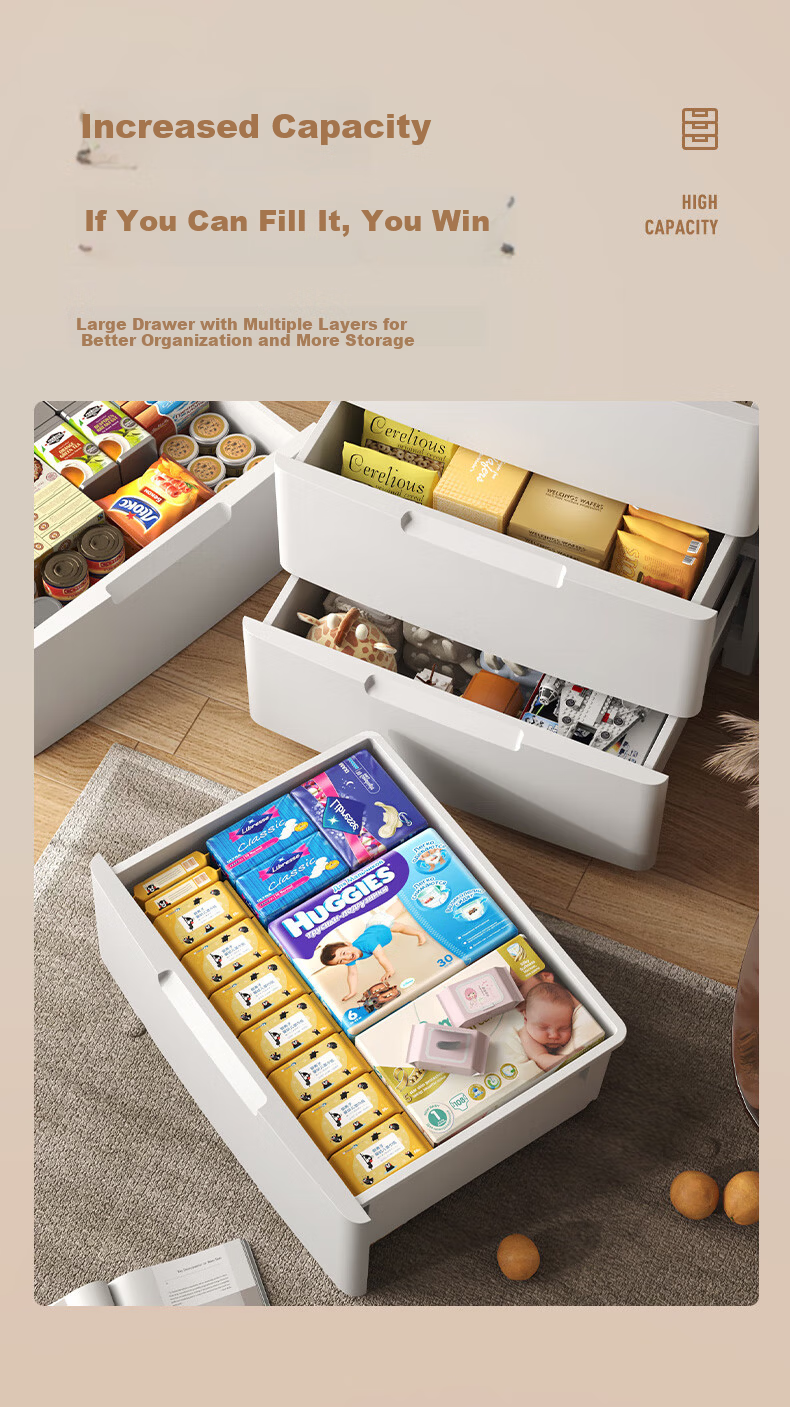 JEKO&JEKO Drawer Storage Cabinet Bedroom Living Room Storage Wardrobe Bedside Cabinet Toy Snack Organizer 6-Tier Chest of Drawers 5