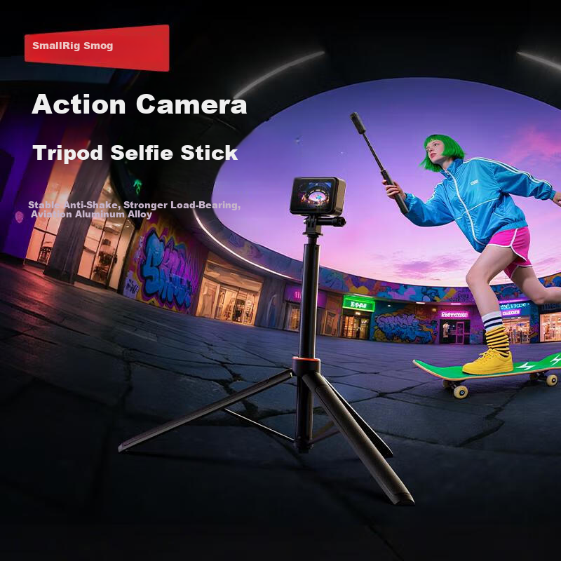 SmallRig Action Camera Selfie Stick for DJI Action 5/Pocket 3/GoPro 13/FeiyuTech X5/ACE2 Pro 1.5m Extension Handheld Pole with Tripod Stand