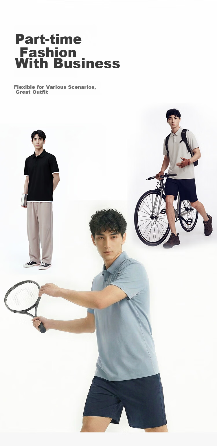 JD Jingzao Dry-Fit Polo Shirt Men Short Sleeve T-Shirt Spring Summer New Breathable Sports Casual Light Business Top Black S 10