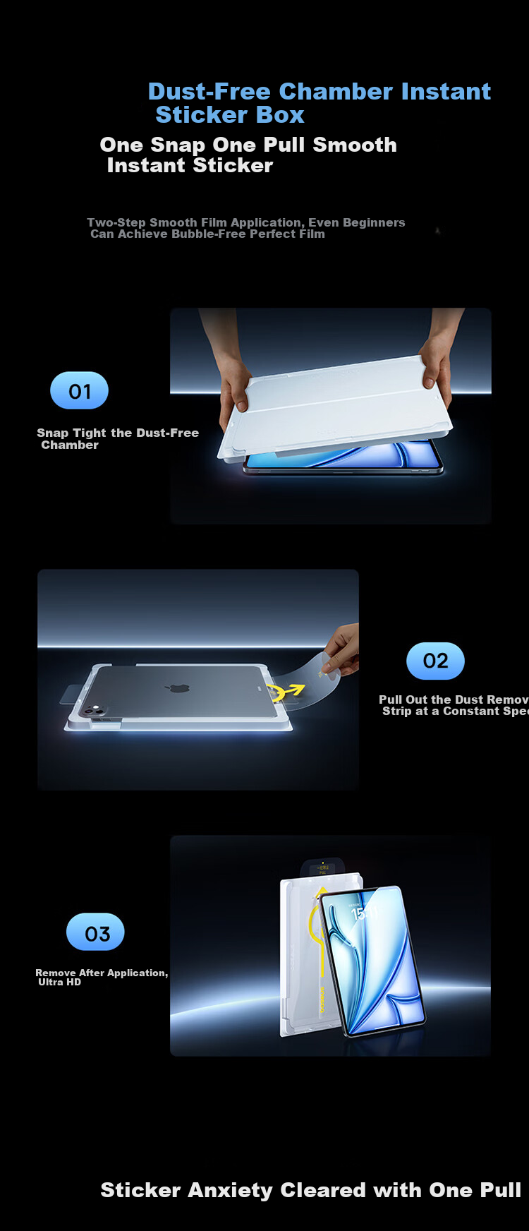 Baseus iPad Mini 7 Tempered Glass Screen Protector AR Film Apple Tablet Dust-Free Case [Ultra Clear Naked Screen, Strong Anti-Fingerprint] Compatible with iPad Mini 7/6 8.3-inch 3
