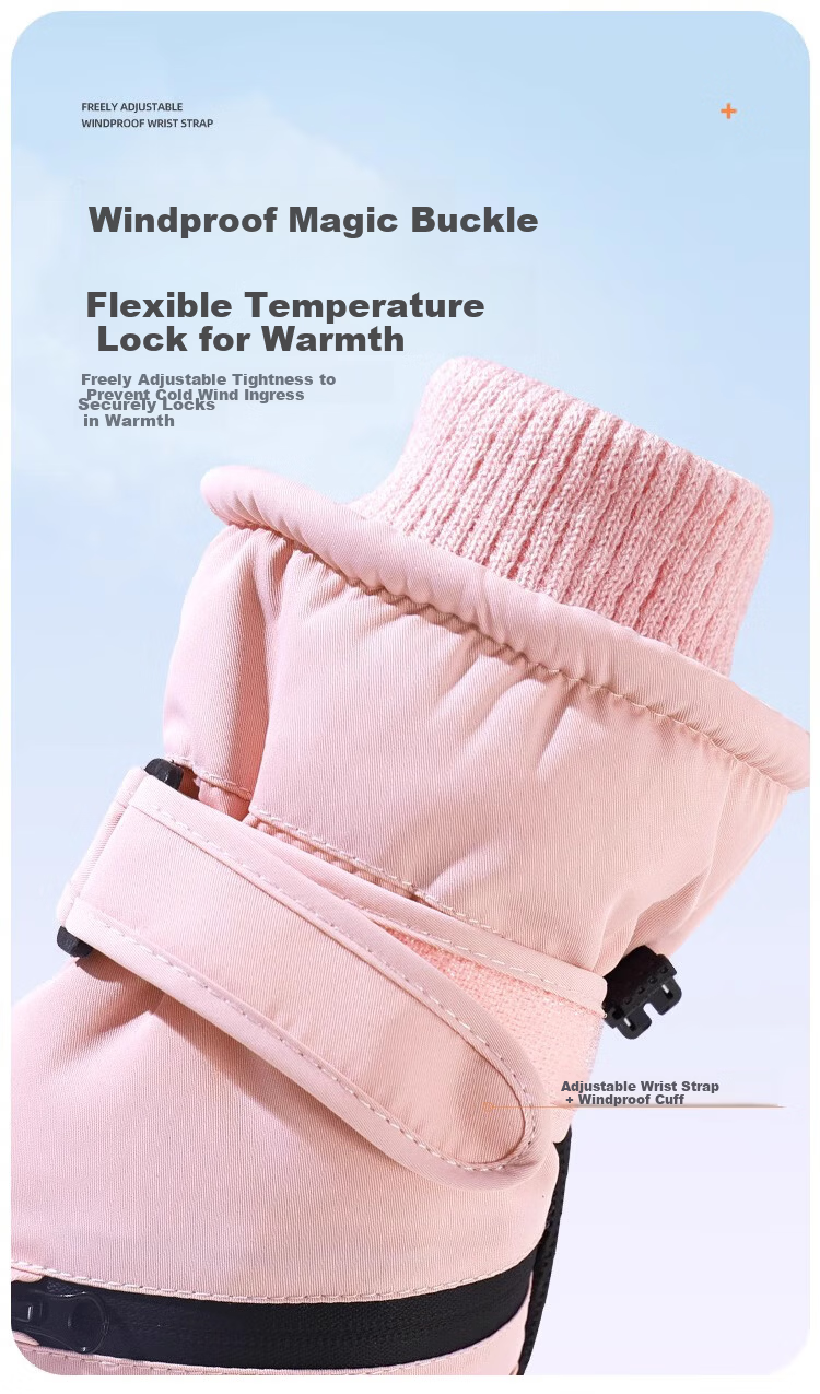 Jian Cai Ski Gloves Men Autumn Winter Fleece Thickened Water-Repellent Touchscreen Outdoor Sports Cold-Resistant Warm Cotton Gloves Women 14