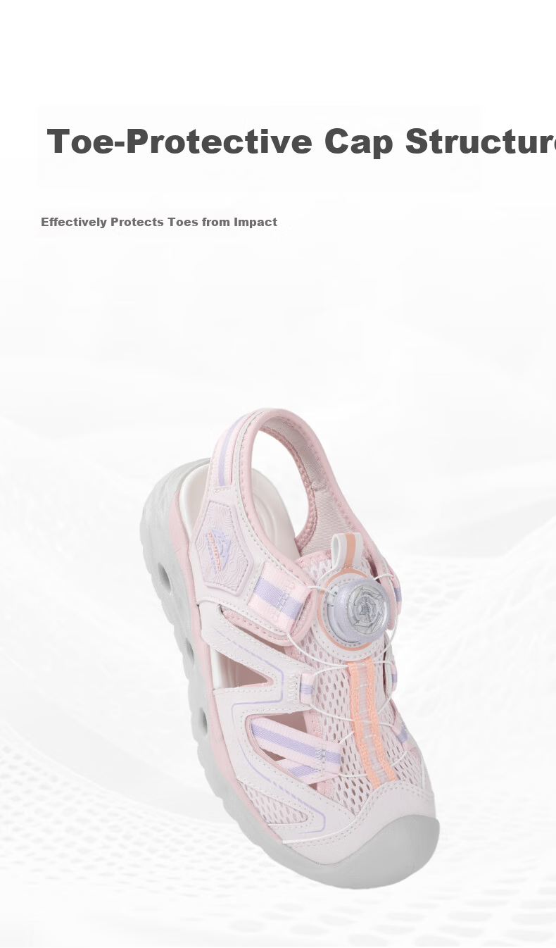 DR·KONG Full Contact Summer Sandals for Boys and Girls, No-Tie Button Closure, Children's Shoes 2S10B2008FM Beige/Black Size 28 4