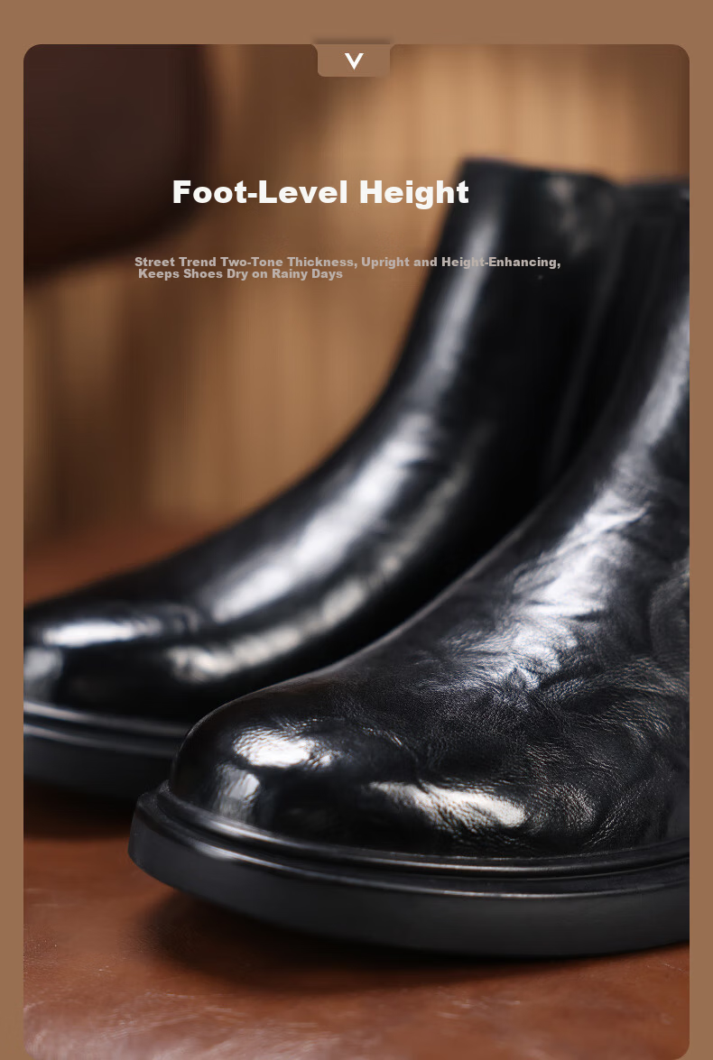 Qunlang·Heritage Chelsea Boots Men's 2026 New Spring Autumn Genuine Leather Thick Sole Martin Boots Mid-Top Business Shoes British Short Boots 6