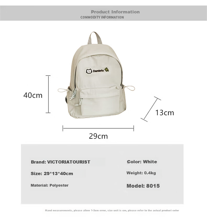 VICTORIATOURIST Middle School Student Backpack for Girls High-Value Ins Style High School and College Large Capacity Ultra-Lightweight Load-Reducing Backpack 3