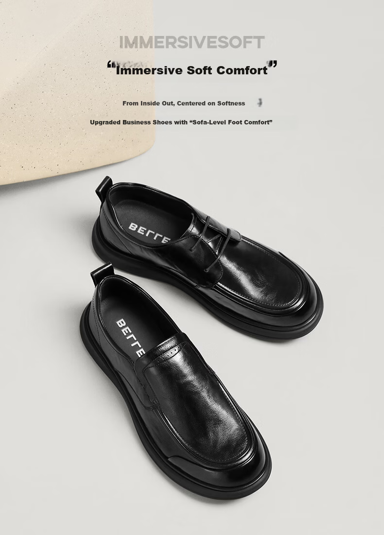 Belle Men's Business Casual Leather Shoes 26 Spring Summer Cowhide Comfortable Commuter Shoes A2326 Black Slip-On Size 43 2