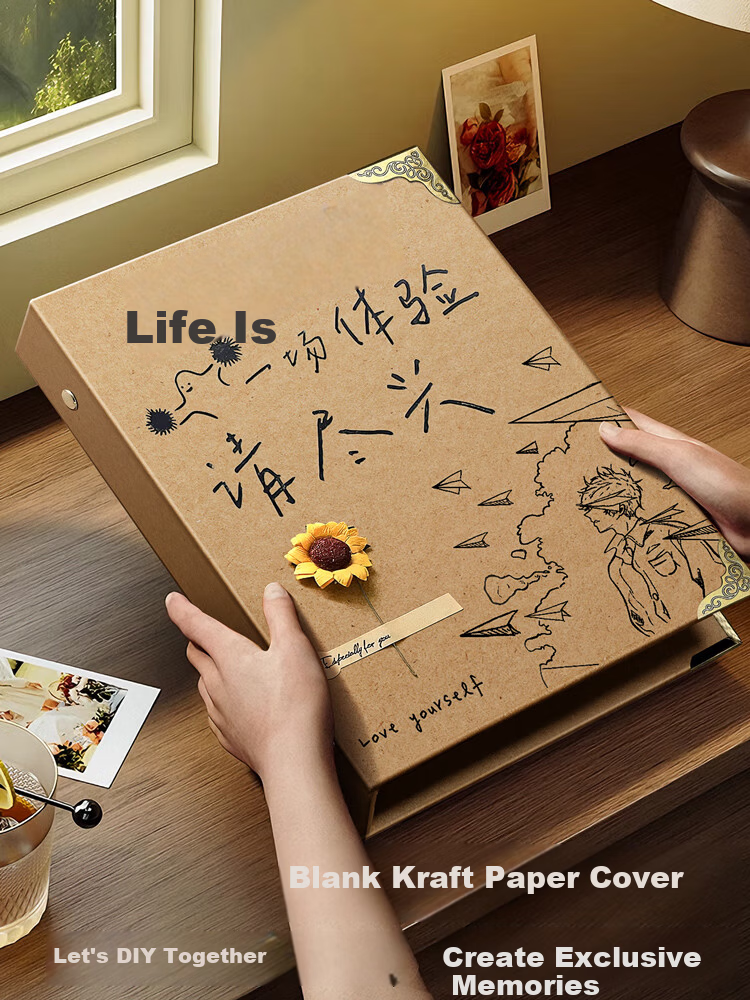 Jinzhi 45 Sheets Loose-Leaf Growth Commemorative Album Graduation Memory Photo Album Classmate Record Album DIY Couple Gift for Teacher and Classmate Blank Message Memory Book Graduation + 8-Piece Set 1