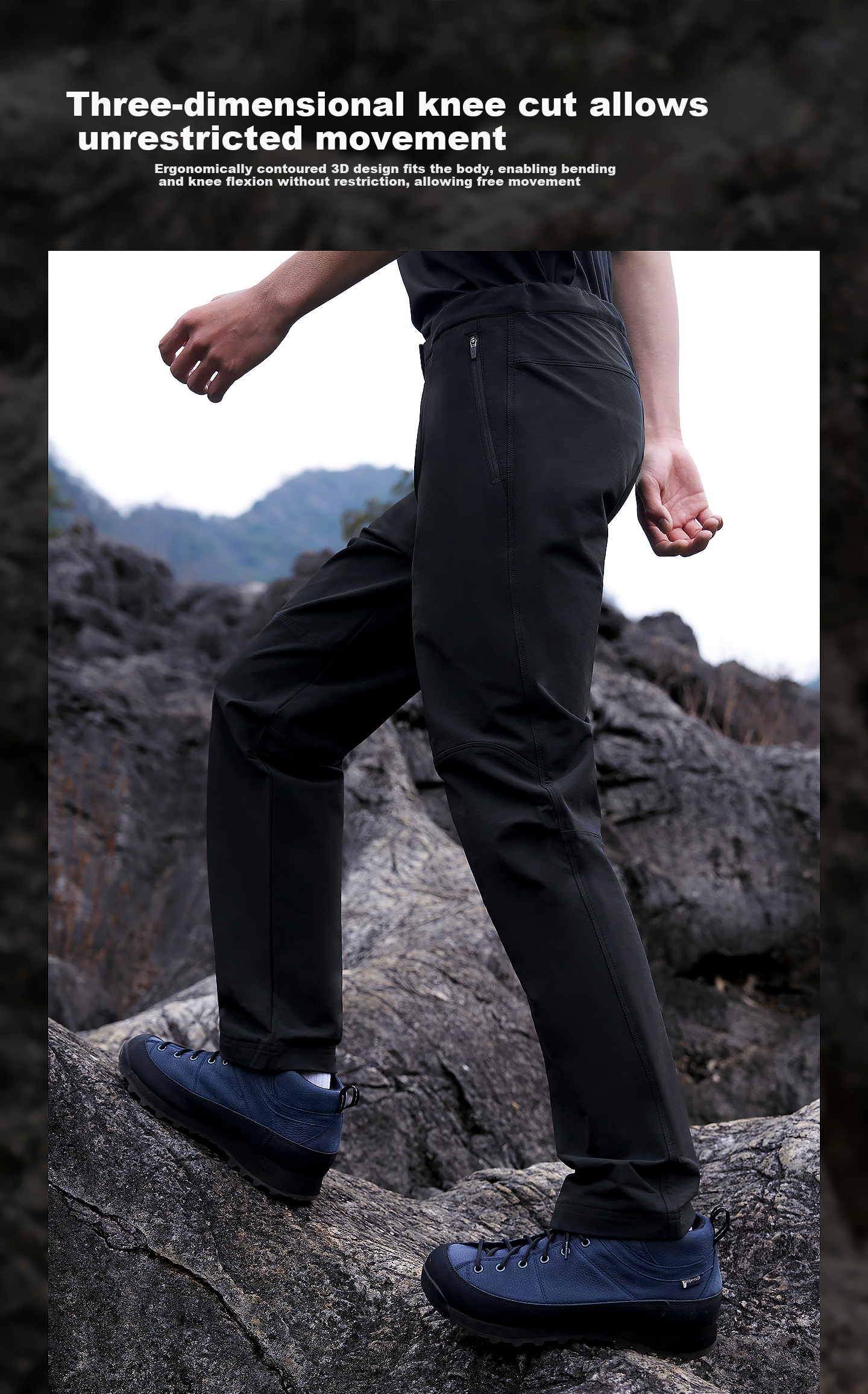 Black Ice 25 New Spring Autumn Outdoor Hiking Men's Softshell Pants Water-Repellent Durable Stretch Black XL 8