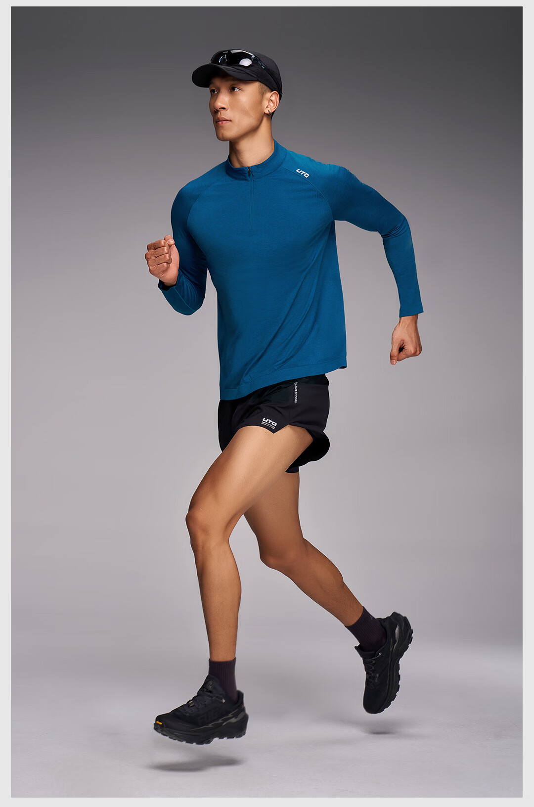 UTO Half-Zip Sports Quick-Dry Long Sleeve T-Shirt for Men and Women Outdoor Running Hiking Top Classic Black (Women's) M 17