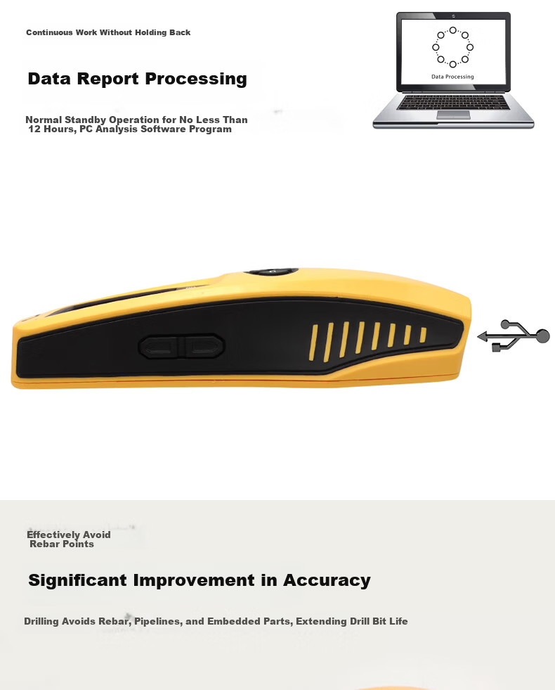 CCCC Construction Instrument BJZJ-R63 Rebar Scanner Rebar Cover Thickness Tester Concrete Wall Detector 9