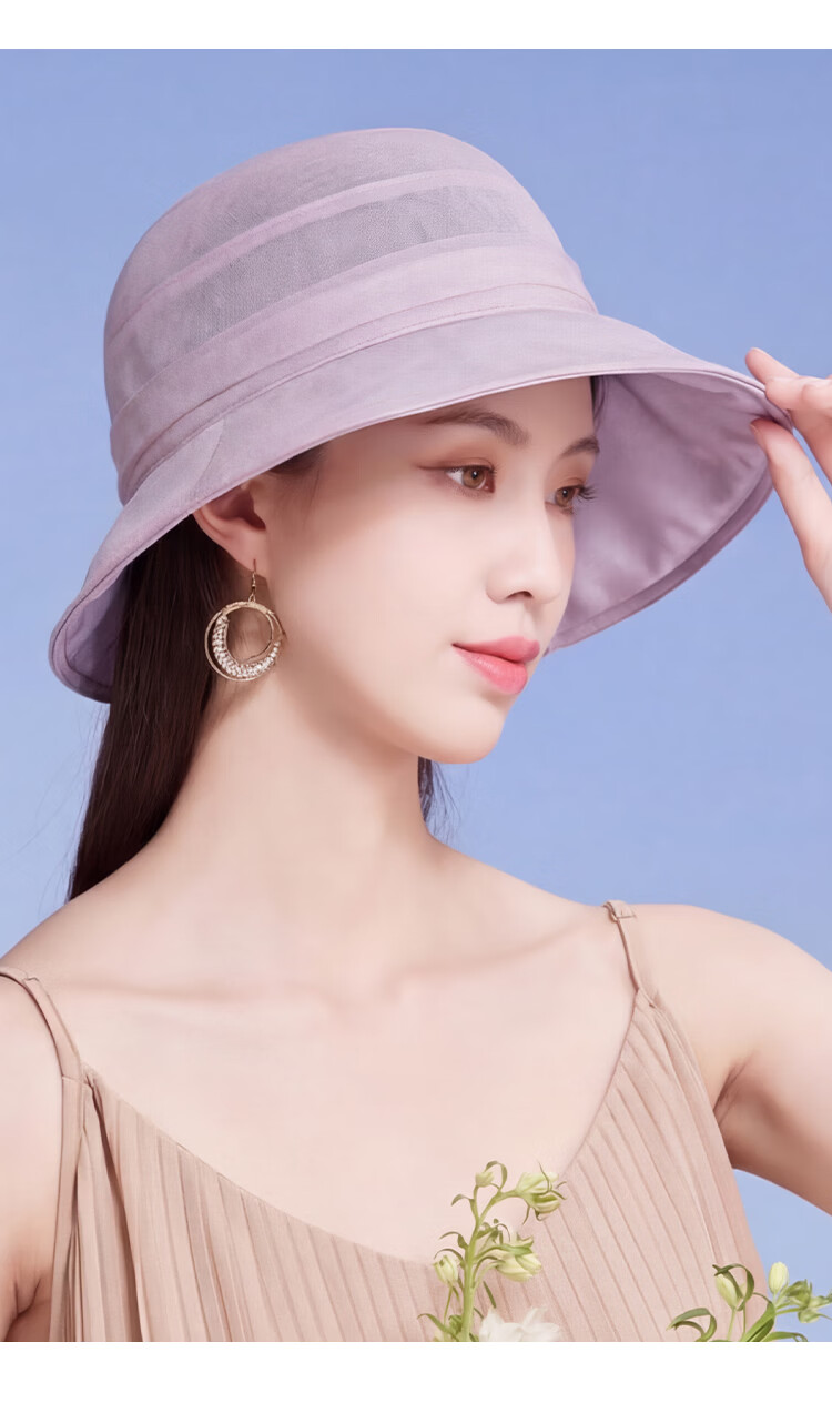 Shanghai Story Women's Silk Sun Hat Spring Summer Mulberry Silk UV Protection Sun Hat Beige Mom Gift 10