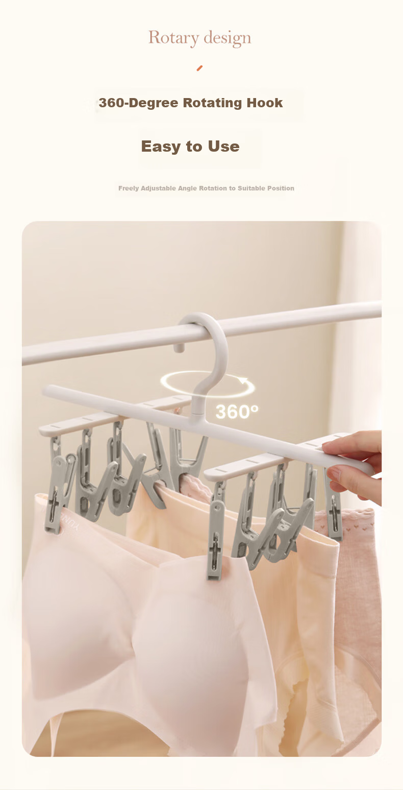 JEKO&JEKO Sock Drying Rack, Clothespin, Sock Drying Tool, Windproof Underwear Hanger 6