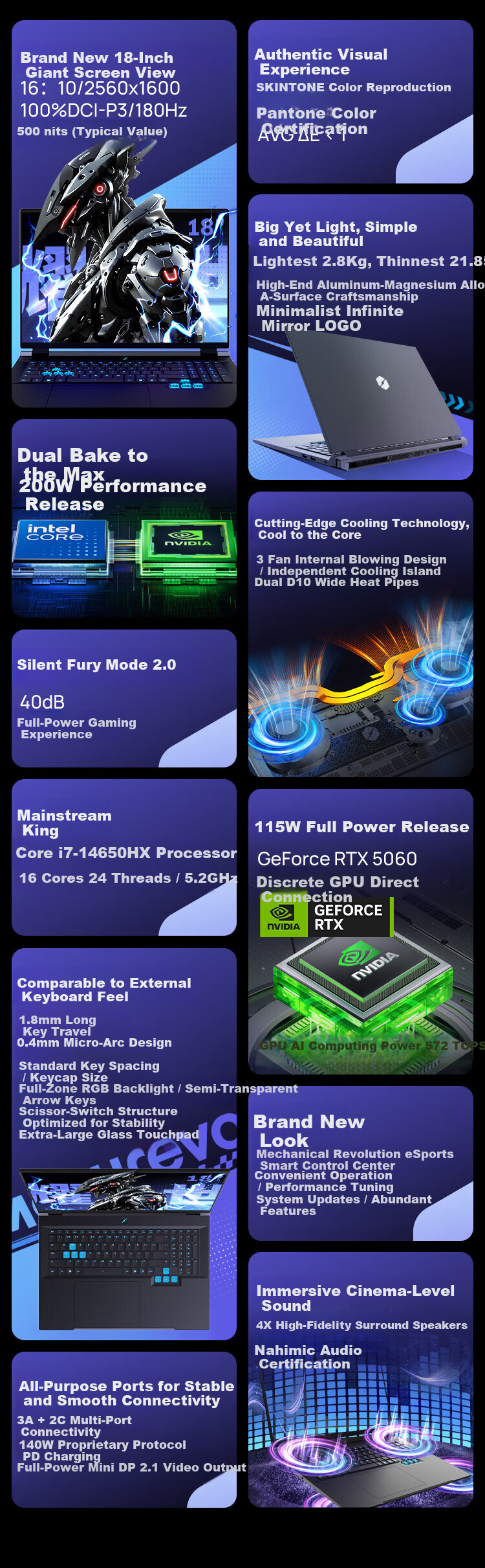 MECHREVO YaoShi 18 Pro Intel Core Ultra7 18-inch Gaming Laptop (U7-270HX Plus 16GB 1TB RTX5070 2.5K) 2