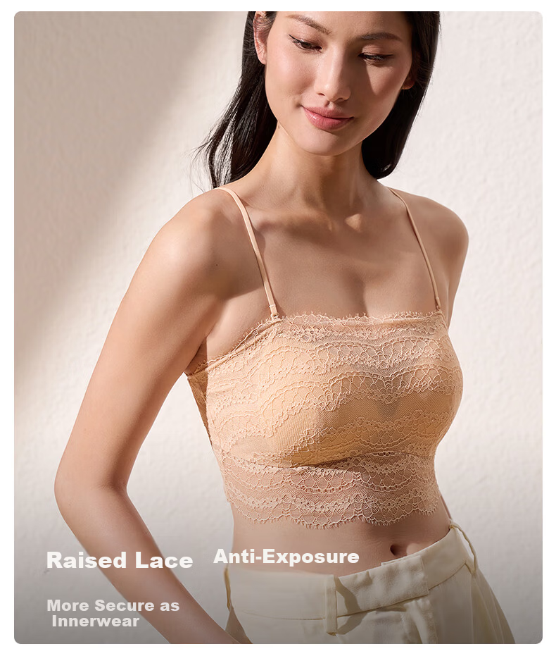 Manifen Sexy Lace Strapless Bra Thin Anti-Exposure Backless Mini Mango Cup Skin-Friendly Removable Strap Bra Camisole 6