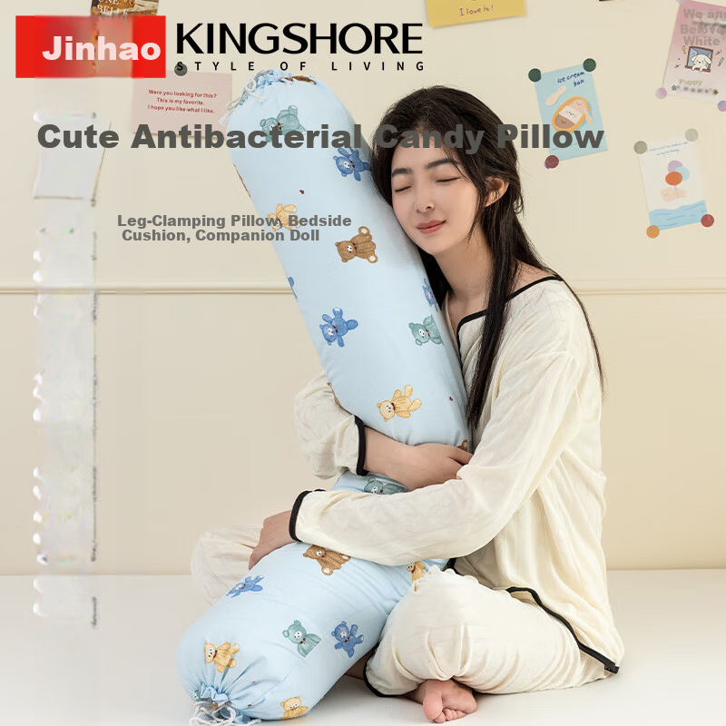 Jinhao Antibacterial Candy Long Body Pillow Side Sleep Leg Hugging Pillow Removable Washable 1.1m Teddy Bear