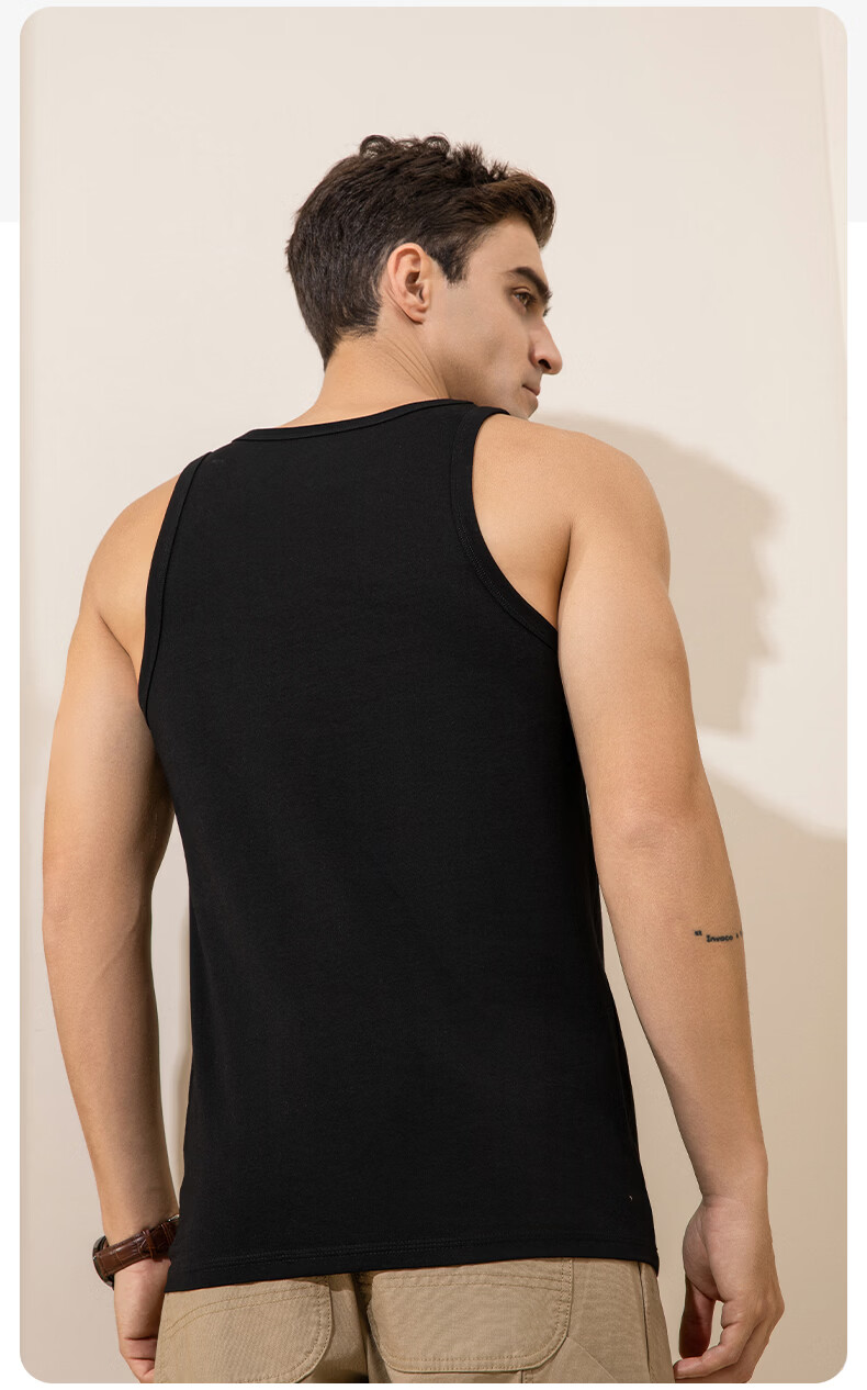 Miiow 100% Cotton Men's Seamless Racerback Sports Fitness Sweat-Absorbent White Summer Undershirt Tank Top 19