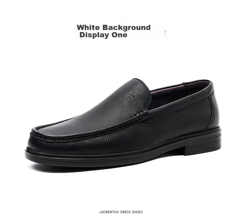 LAORENTOU Men's Leather Shoes, Business Casual Shoes, Breathable Soft Upper Formal Men's Shoes, Slip-On Dad Shoes, A20231, Black, Size 41 13