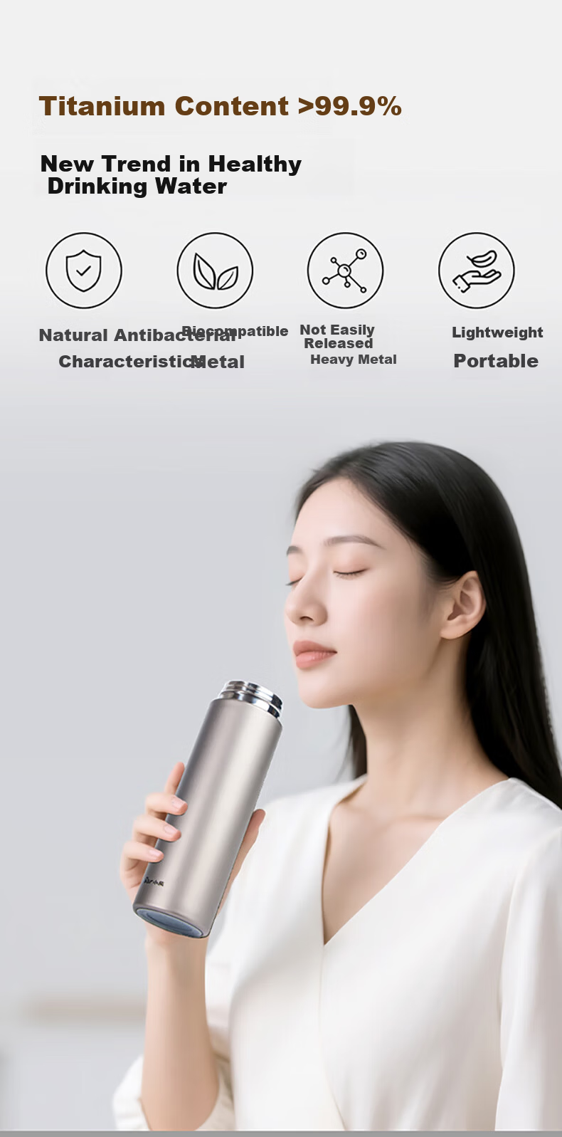 Bear Titanium Insulated Cup Pure Titanium Inner and Outer Thermal Flask Portable Outdoor Water Bottle for Men and Women Gift 200ml 3