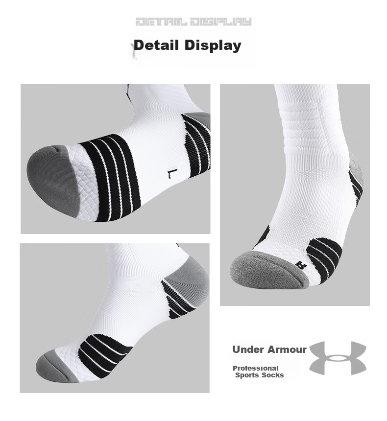Under Armour Men's Basketball Socks Sports Running Long Socks Four Seasons Marathon Badminton Antibacterial Odor-Resistant Terry Socks 10