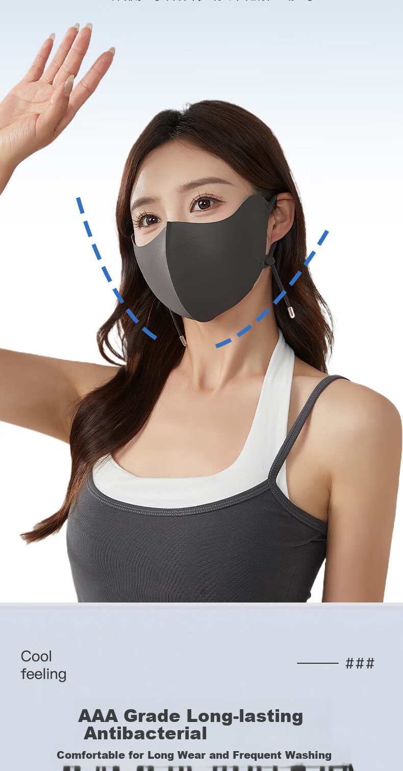 MiiOW Summer Ice Silk Ultra-Thin Breathable 3D Face Mask UV Protection Sun Mask for Men and Women Cycling Driving 3