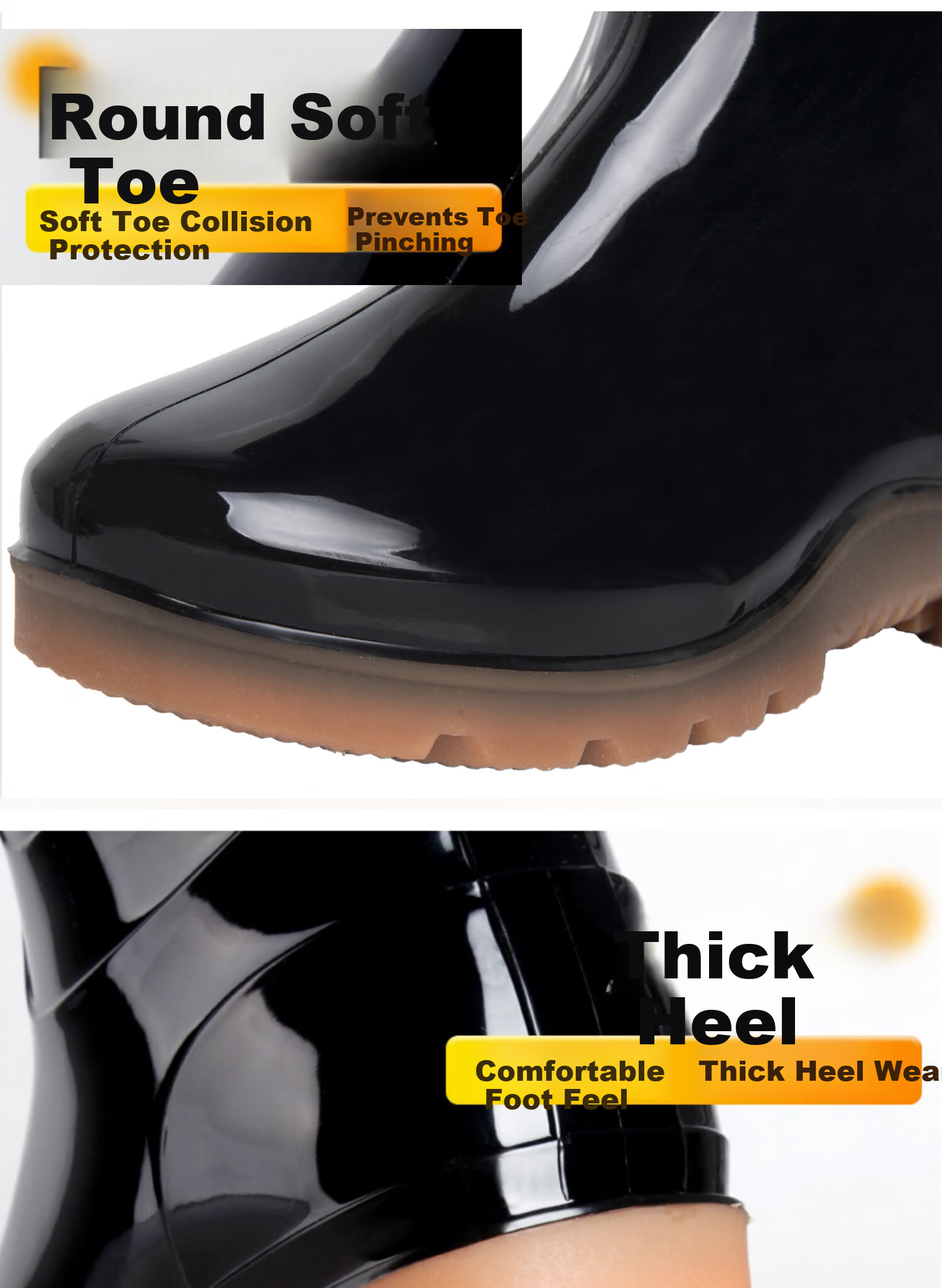 Warrior Men's Mid-High Rain Boots, Rubber Shoes, Overshoes, Waterproof Shoes HXL07-B, Black High-Top, Size 41 10